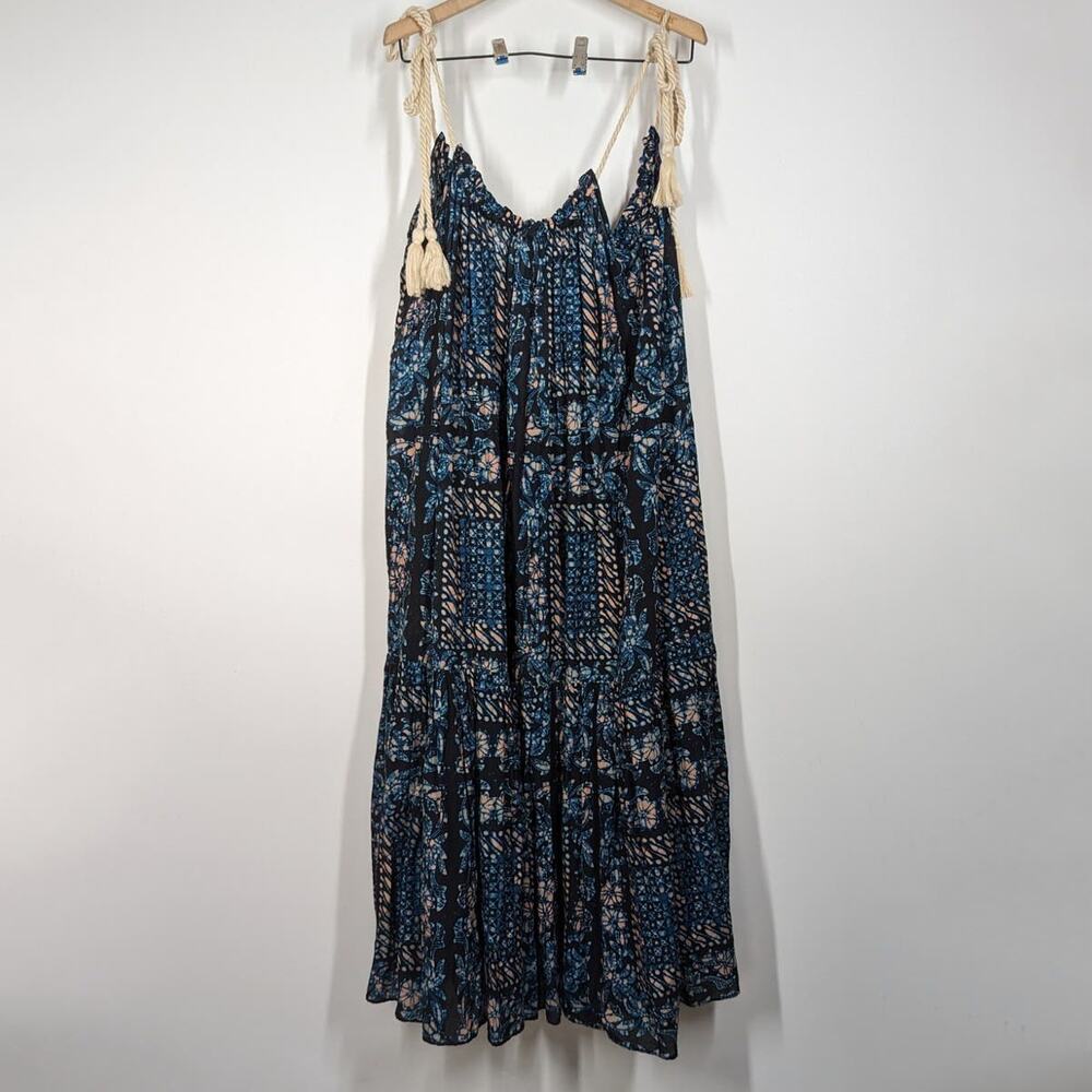 Ulla Johnson Navy Blue and Teal Floral Midi Dress great condition - Picture 2 of 10